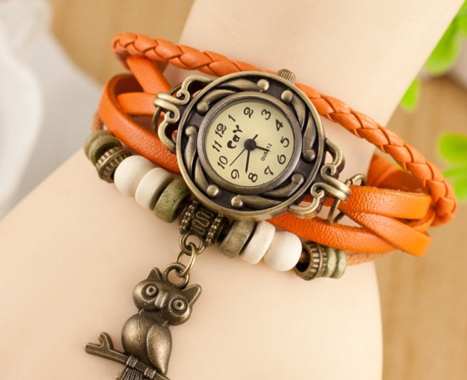 New bracelet bracelet owl female style back Rome fashion punk tide Korean female student Watch