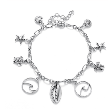 Europe and America Conch Mizhu Yoga Anklet Turtle Bracelet Beach Pendant Starfish Pearl Retro Turtle Anklet