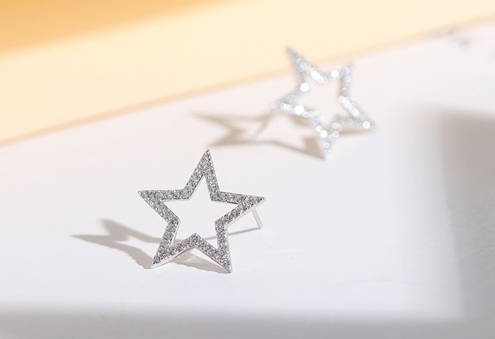 S925 Sterling Silver Five-Pointed Star Stud Earrings