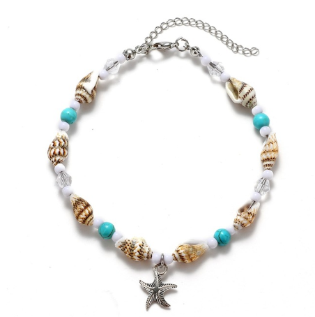 Europe and America Conch Mizhu Yoga Anklet Turtle Bracelet Beach Pendant Starfish Pearl Retro Turtle Anklet