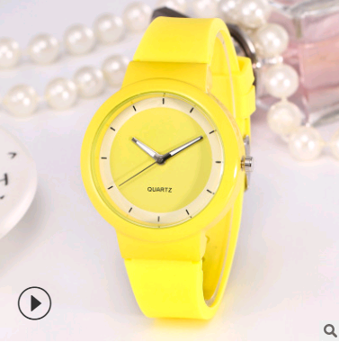 Silicone strap watch fashion candy color student men and women couple quartz watch