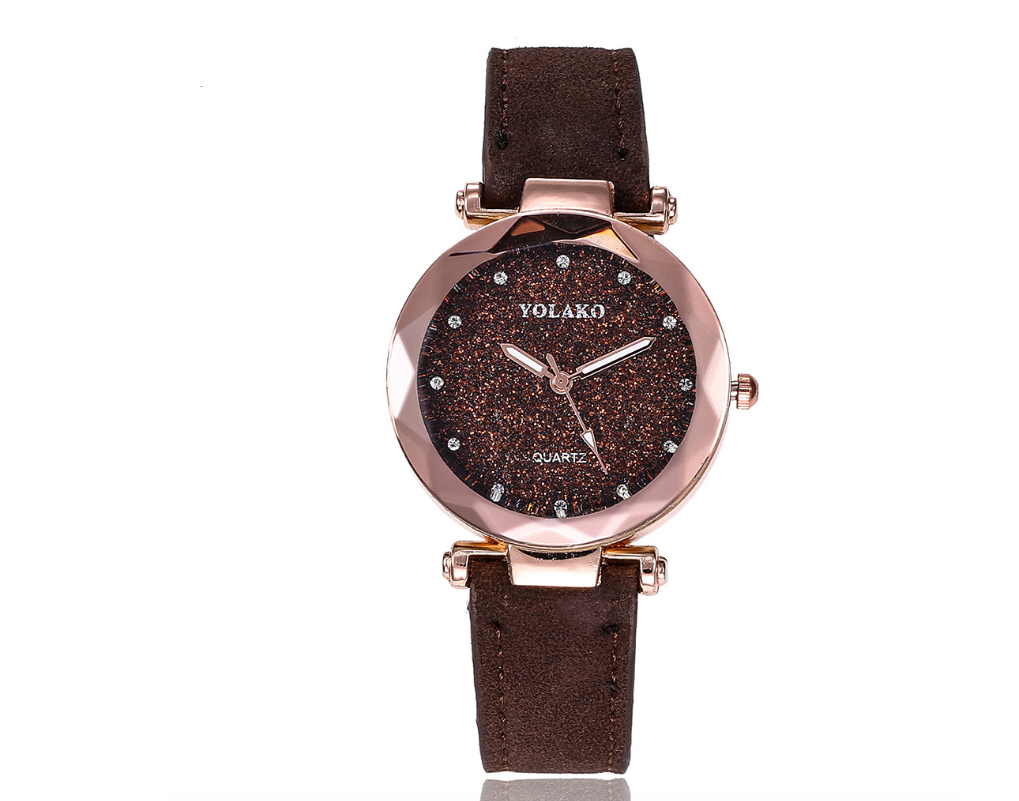 Matte belt color foundation with diamond dial quartz watch