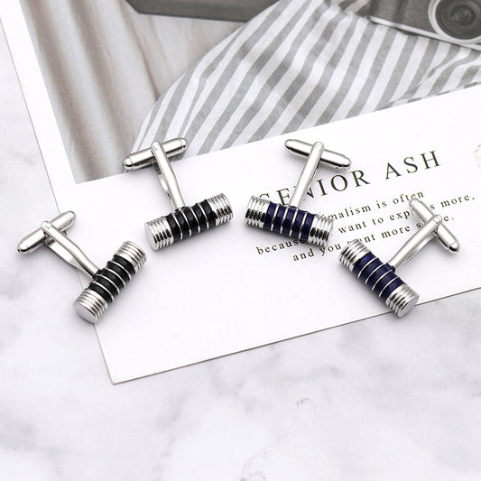 Black And Blue Stripes Cylindrical High-End Cufflinks Accessories