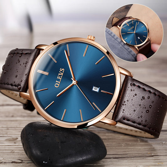 Men's Elegant Leather Sport & Casual Quartz Watch