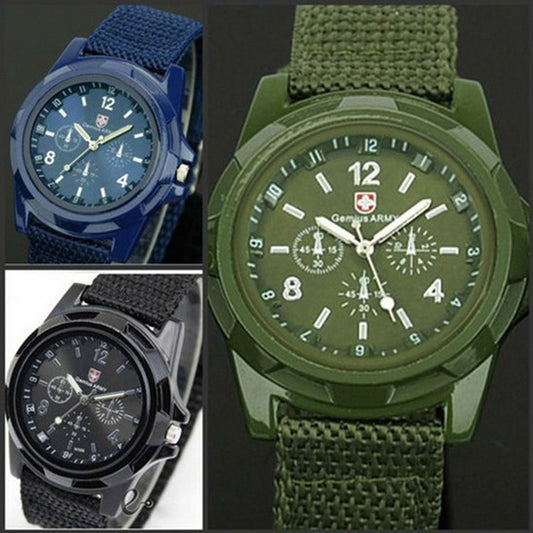 Military Men Gemius Army Sport Round Dial New Quartz Nylon Band Wrist Watch