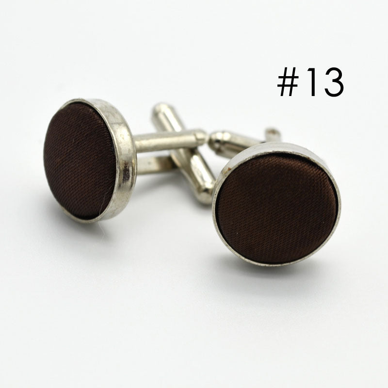 Men's Solid Color Metal Yarn-Dyed Mercerized Cloth Cufflinks