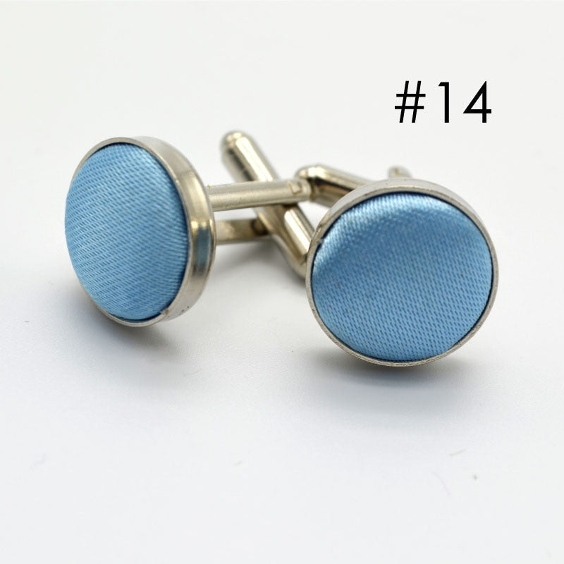 Men's Solid Color Metal Yarn-Dyed Mercerized Cloth Cufflinks