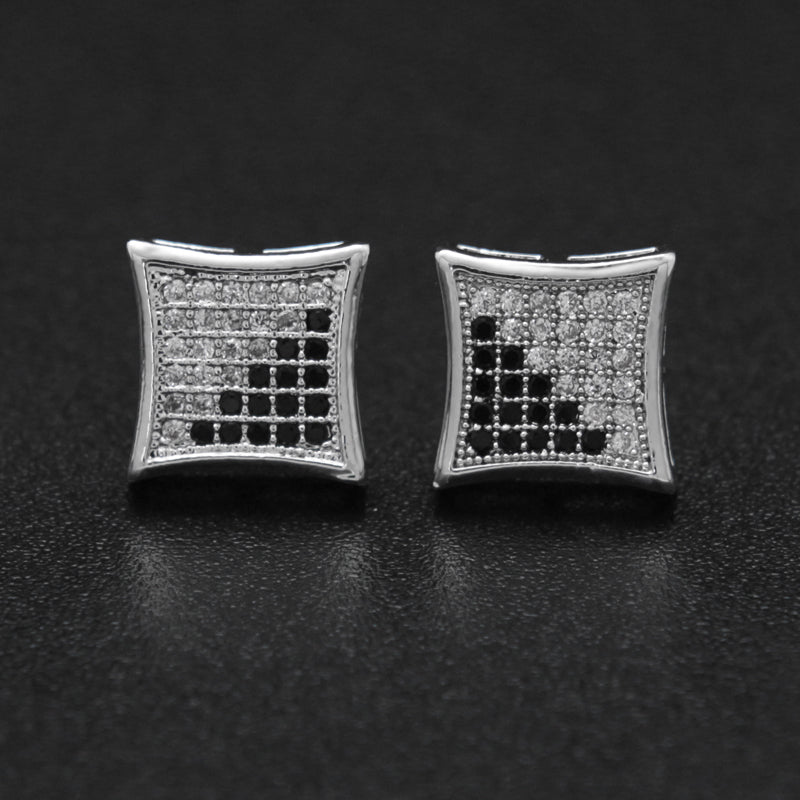 HIPHOP Men's And Women's Stud Earrings With Gold Plated Silver And Diamonds