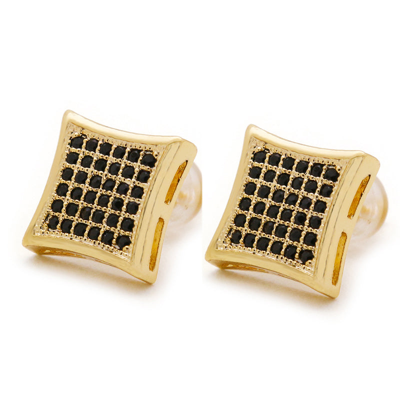 HIPHOP Men's And Women's Stud Earrings With Gold Plated Silver And Diamonds