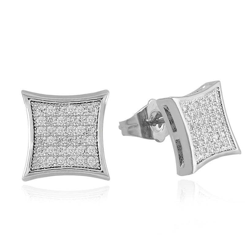 HIPHOP Men's And Women's Stud Earrings With Gold Plated Silver And Diamonds