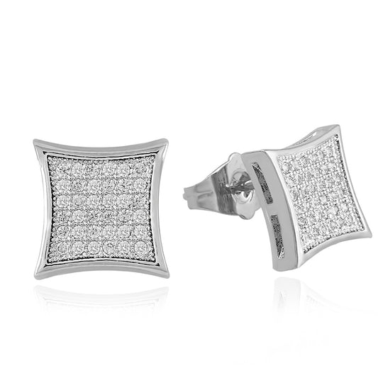 HIPHOP Men's And Women's Stud Earrings With Gold Plated Silver And Diamonds