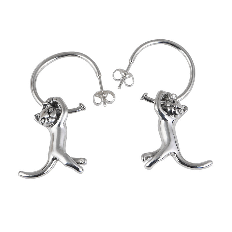 Retro Fashion Minimalism Design Kitten Earrings