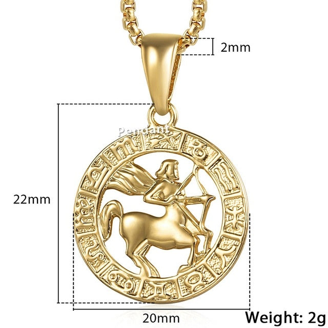 Men Woman 12 Zodiac Sign Gold Pendant Necklace Jewelry New