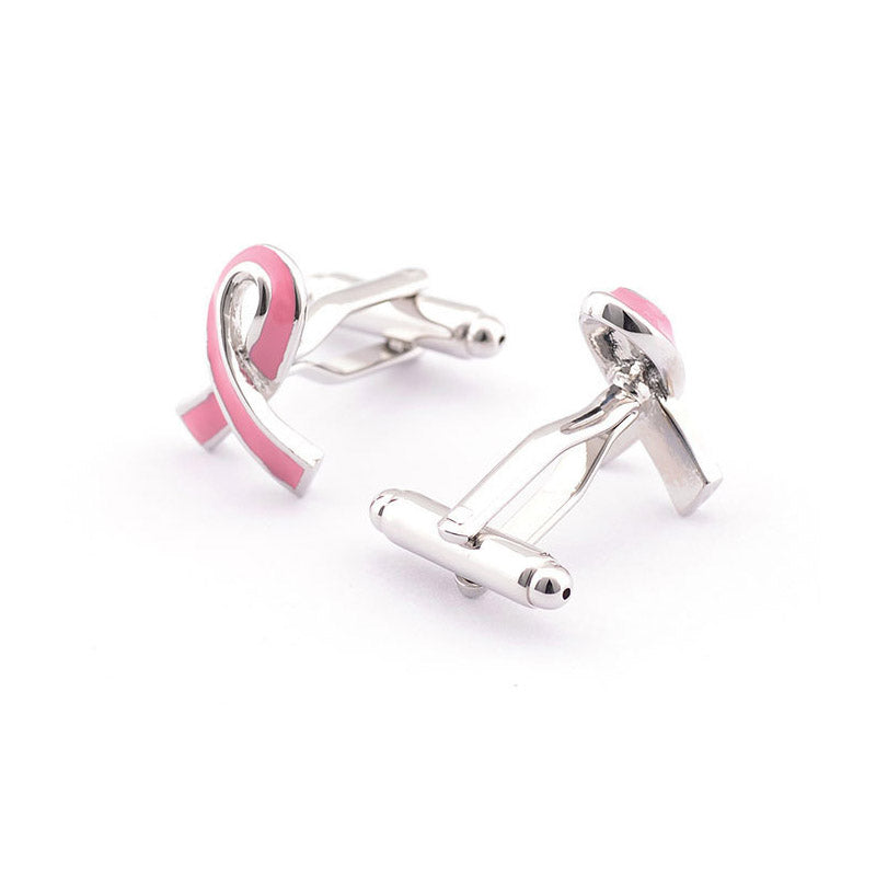 Fashionable Simple Pink Ribbon Cute Bow Cufflinks