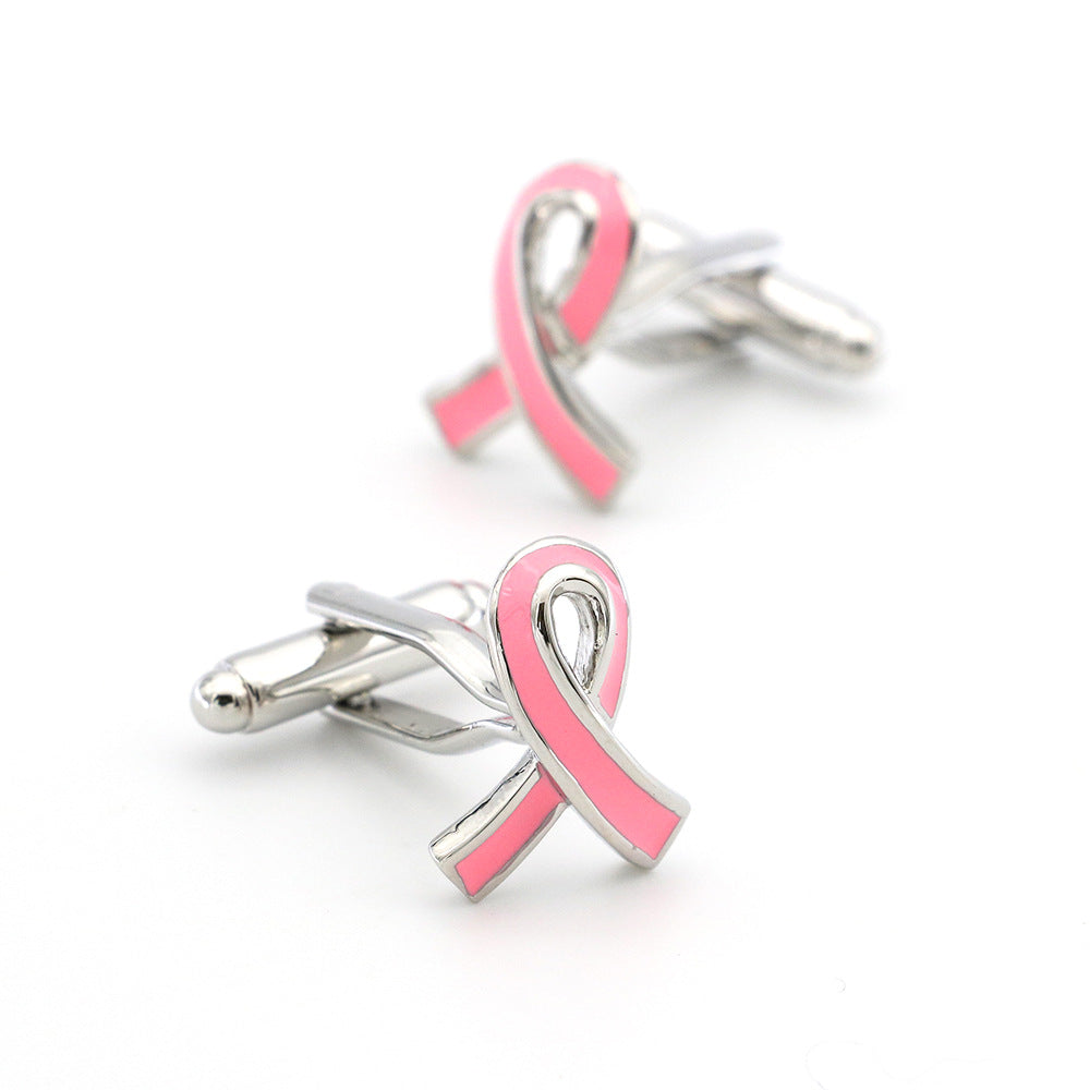 Fashionable Simple Pink Ribbon Cute Bow Cufflinks