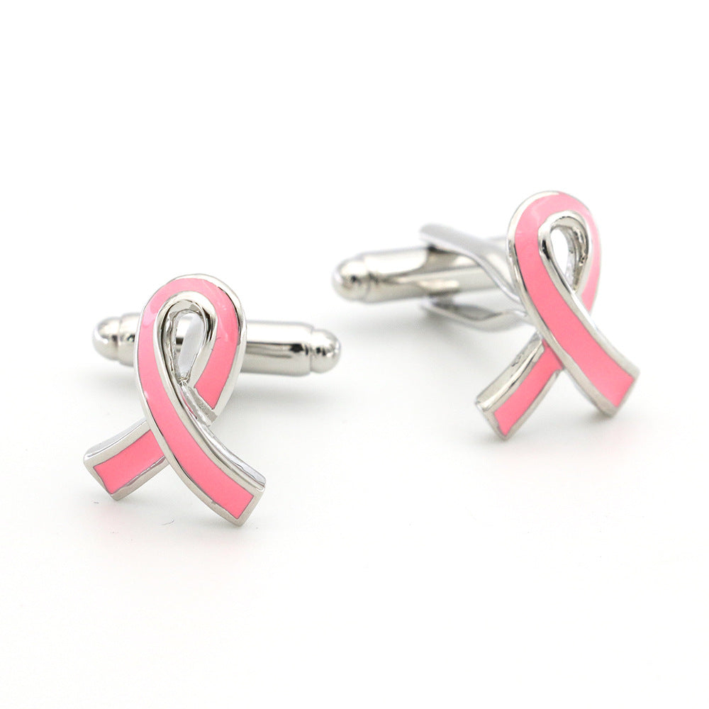 Fashionable Simple Pink Ribbon Cute Bow Cufflinks