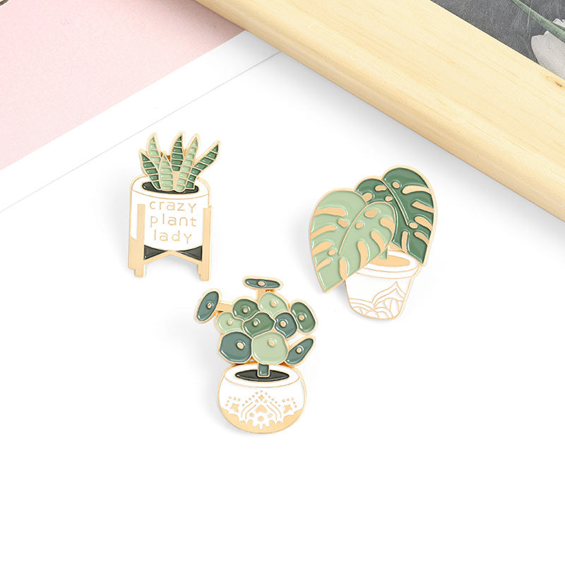 Cartoon Plant Potted Alloy Letter Brooch