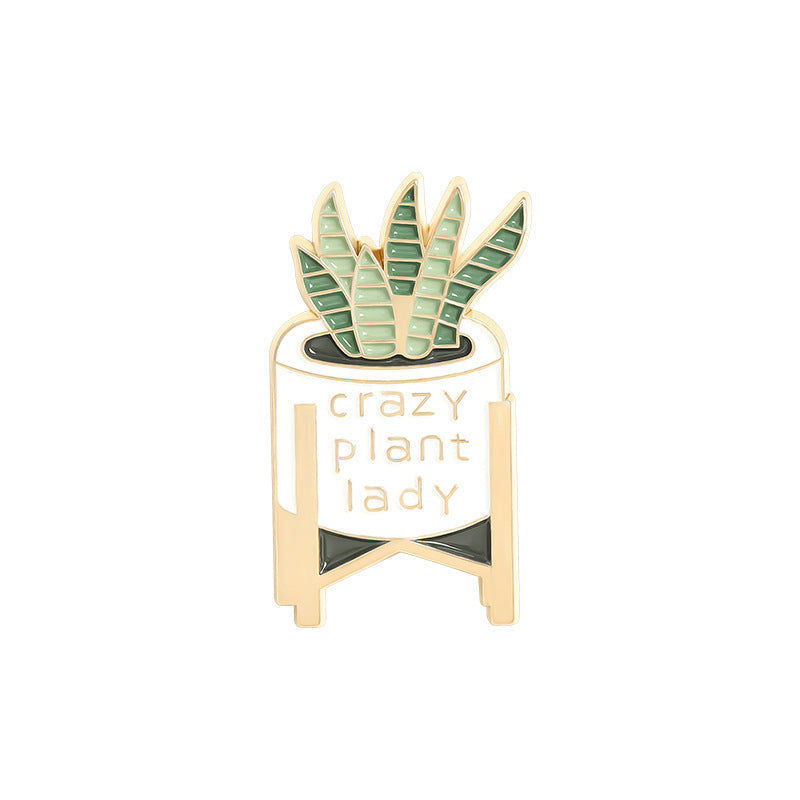 Cartoon Plant Potted Alloy Letter Brooch