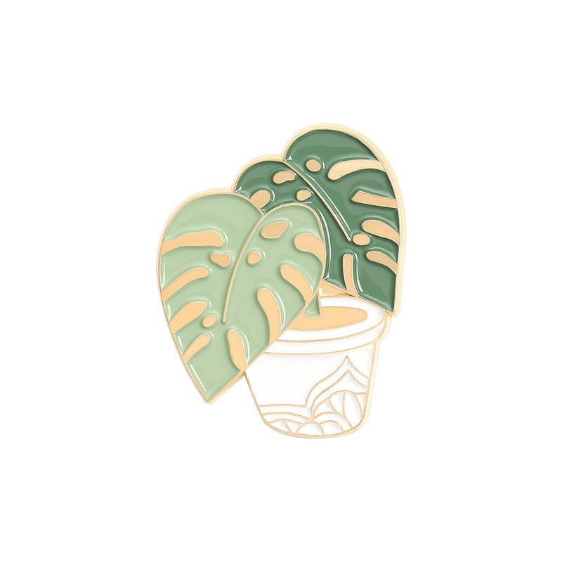 Cartoon Plant Potted Alloy Letter Brooch