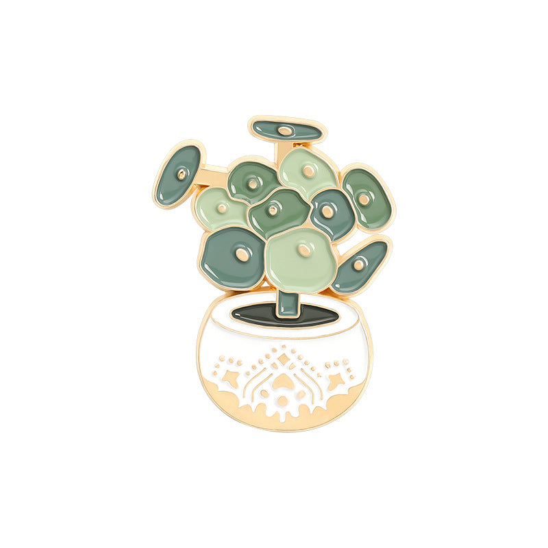 Cartoon Plant Potted Alloy Letter Brooch