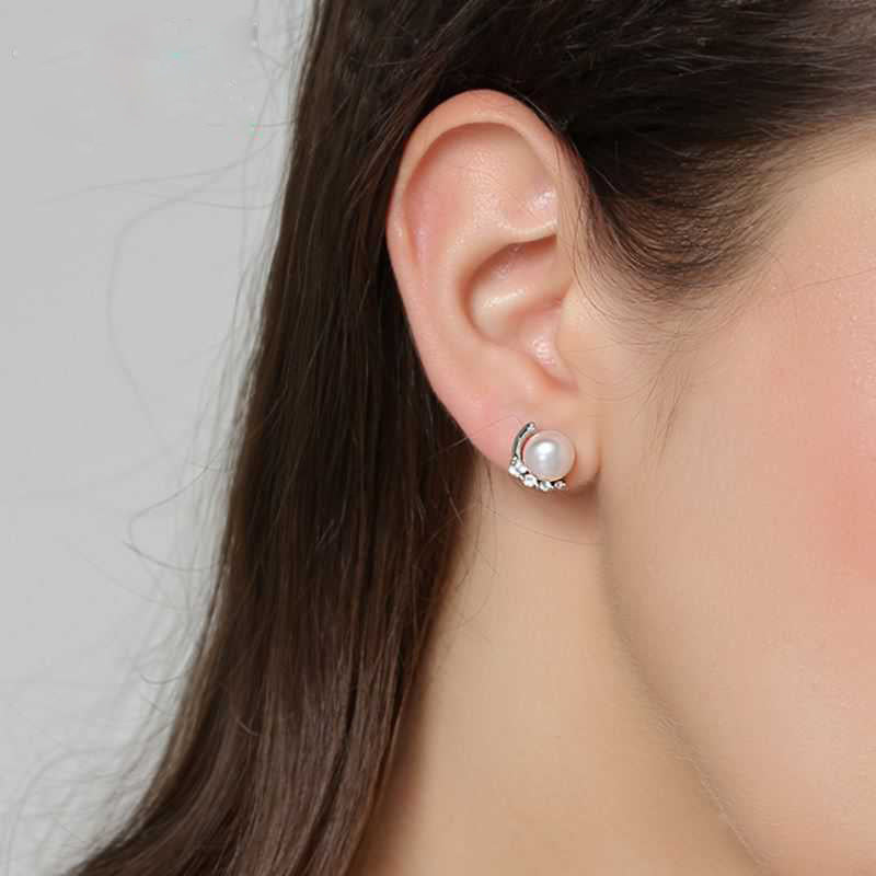 Ladies silver earrings, temperament ring, stud earrings, high jewelry, wedding, fashion, 925