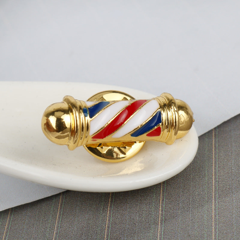 Turn Light Brooch Barber Shop Logo Badge Pin