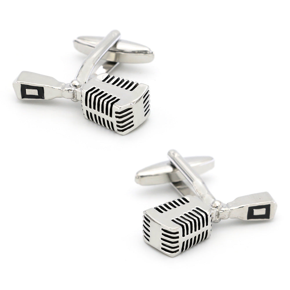 European And American Retro Microphone Red Cufflinks