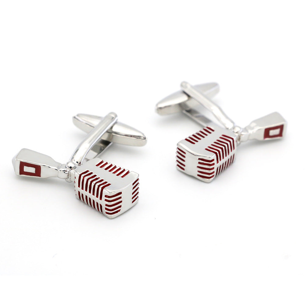 European And American Retro Microphone Red Cufflinks