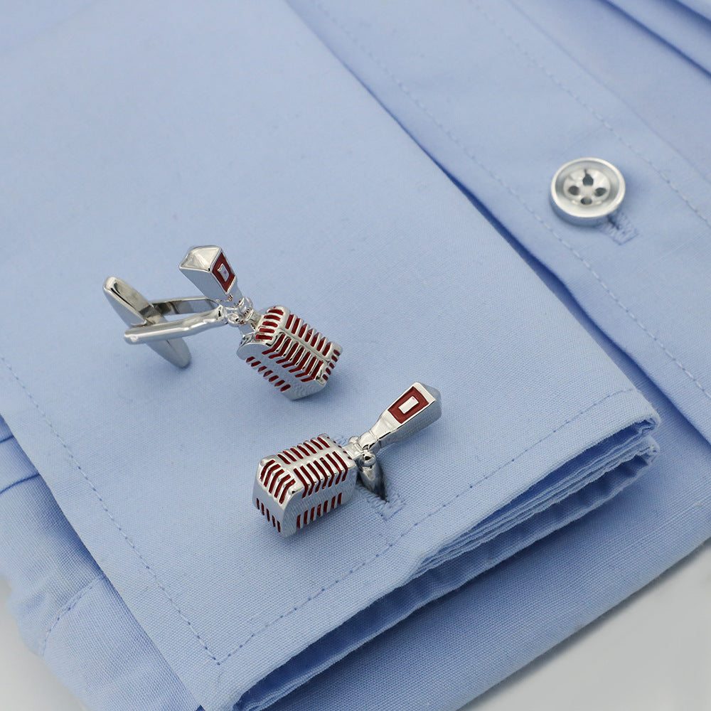 European And American Retro Microphone Red Cufflinks