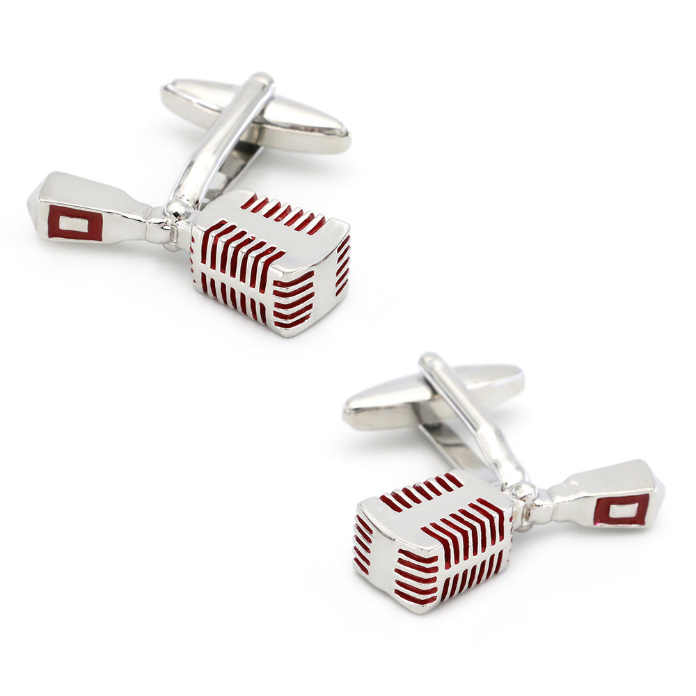 European And American Retro Microphone Red Cufflinks