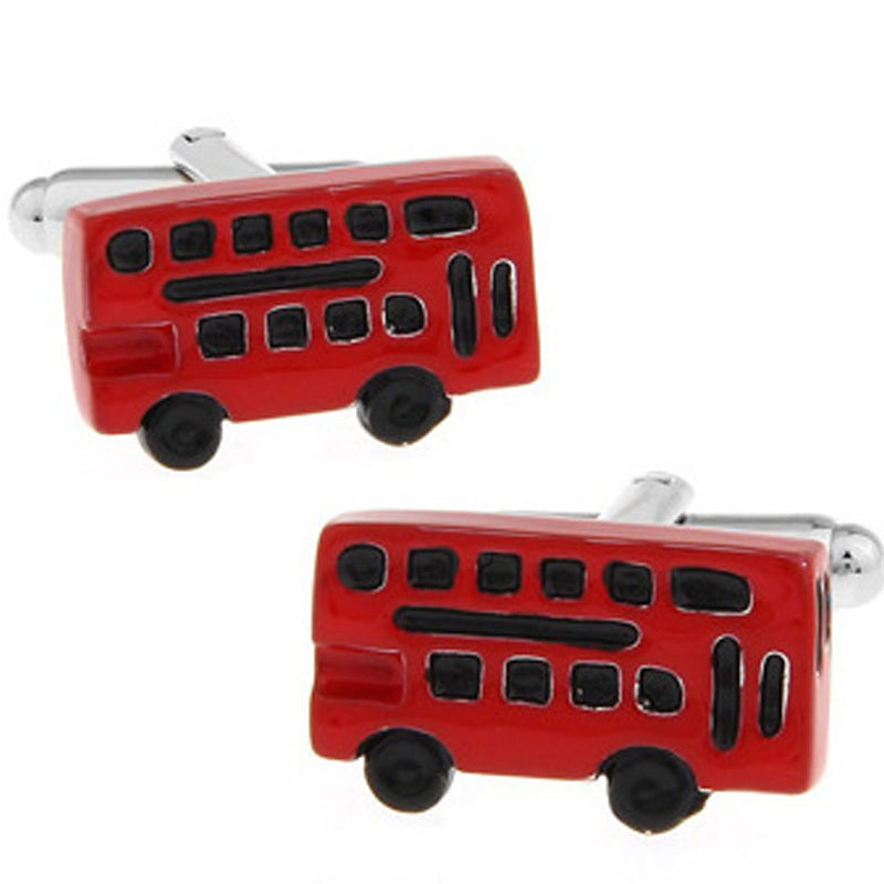 Fashion Dripping Red And Black Bus Cufflinks