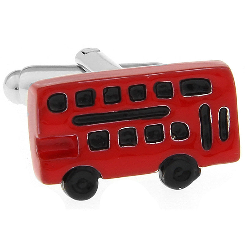 Fashion Dripping Red And Black Bus Cufflinks