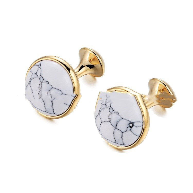 French Men's White Turquoise Nail Gem Cufflinks