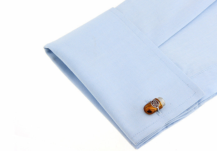 Men's French Bullet Buttons Golden Cigar Cufflinks