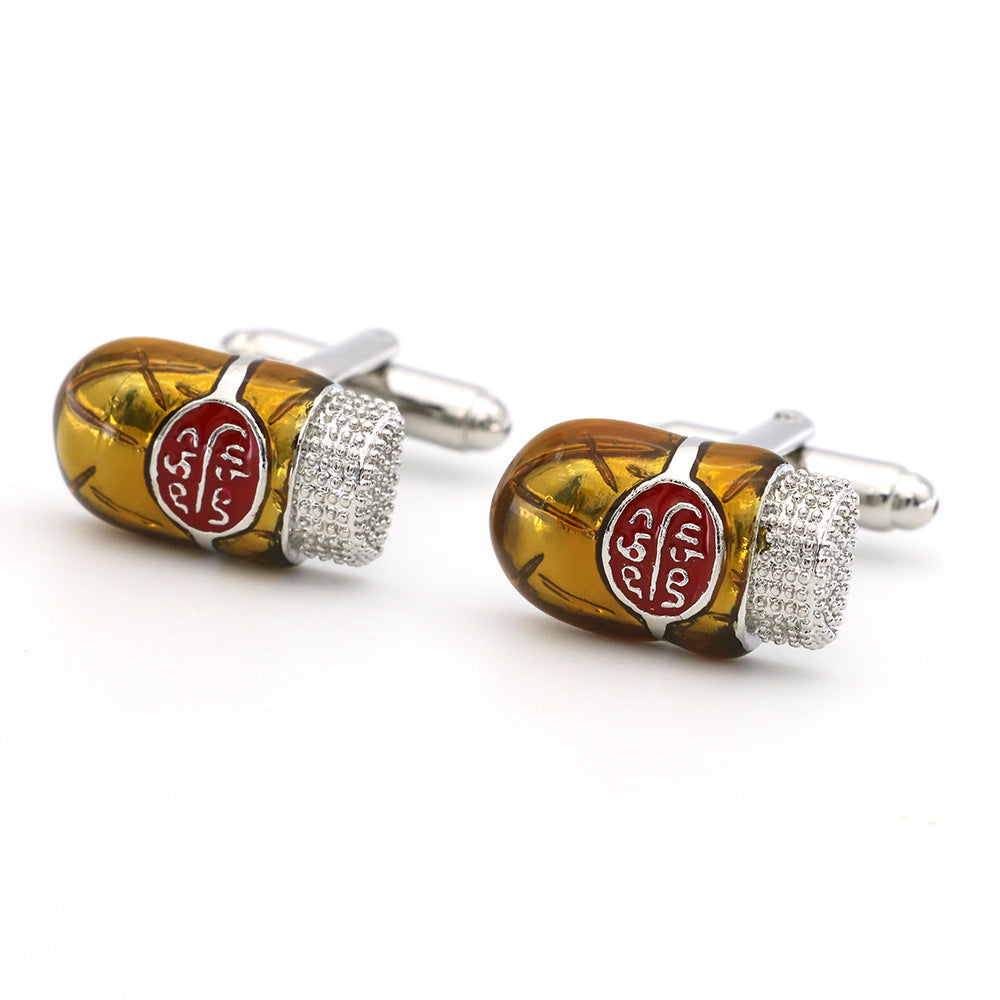 Men's French Bullet Buttons Golden Cigar Cufflinks