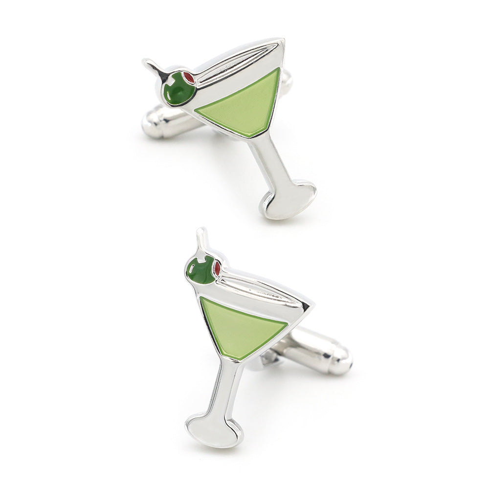 Korean Style Fashion Champagne Goblet Wine Glass Cufflinks