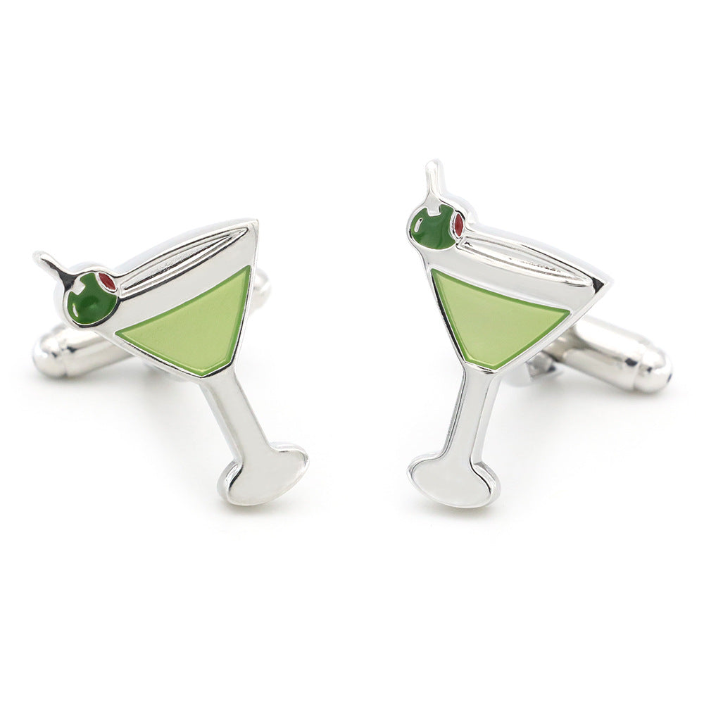 Korean Style Fashion Champagne Goblet Wine Glass Cufflinks