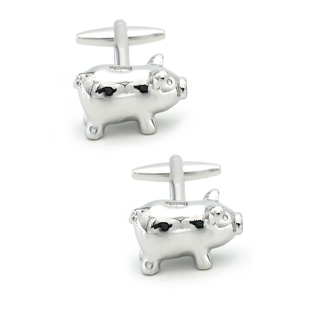 Men's French Sleeve Stud Funny Personality Piggy Bank Cuff Link