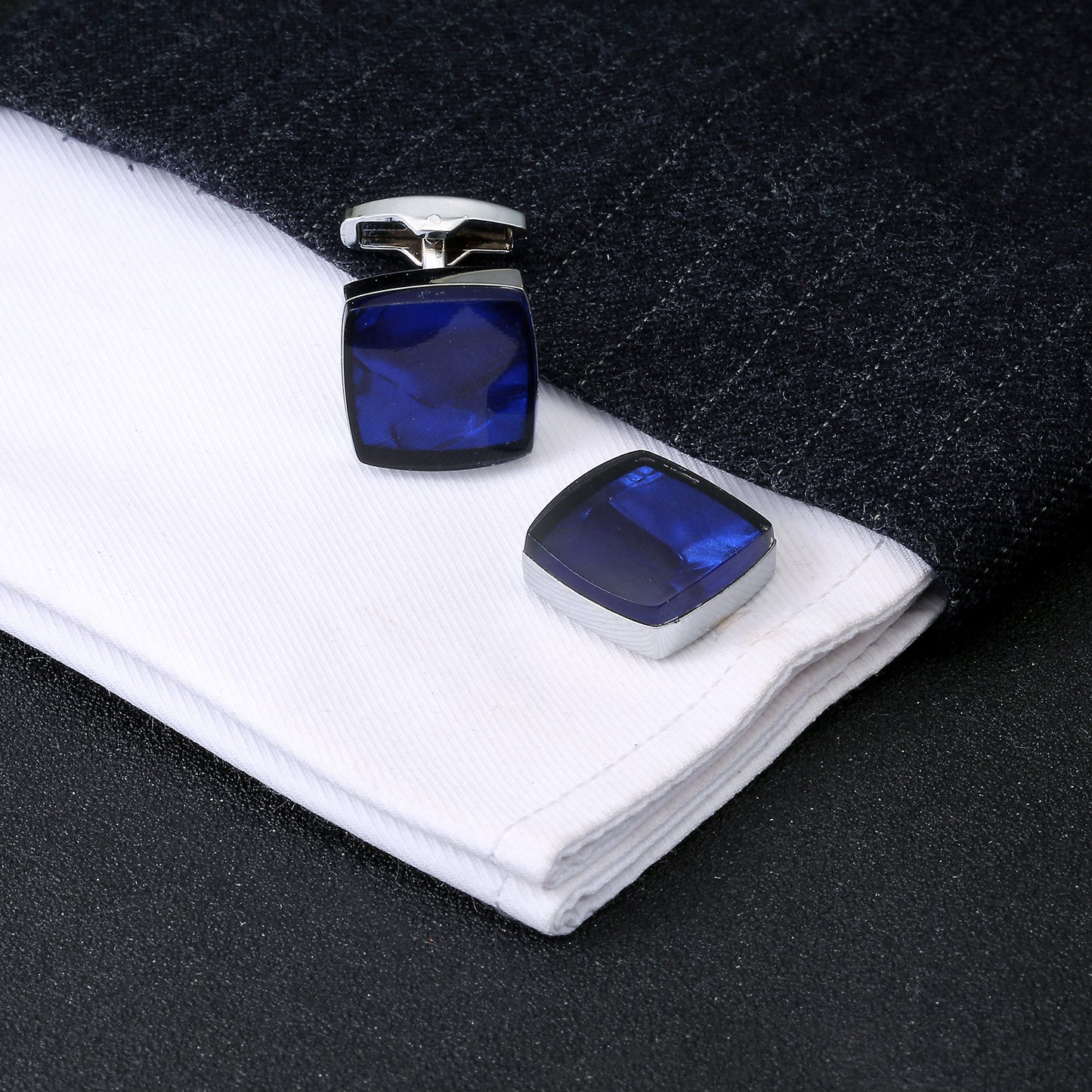 High Quality Starry Blue Square Cufflinks