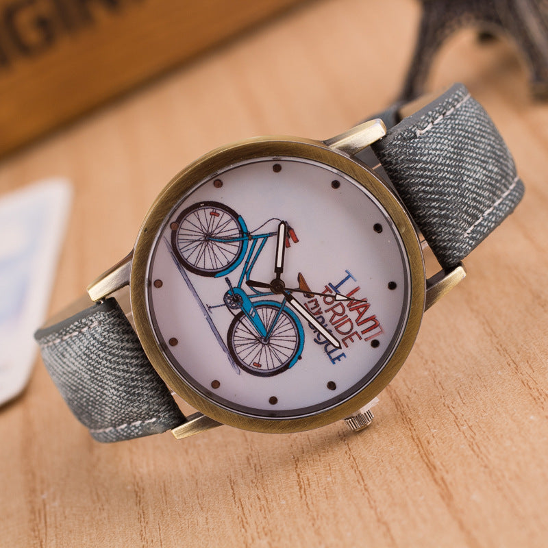 Denim Vintage Watch Bike Ride A Bike