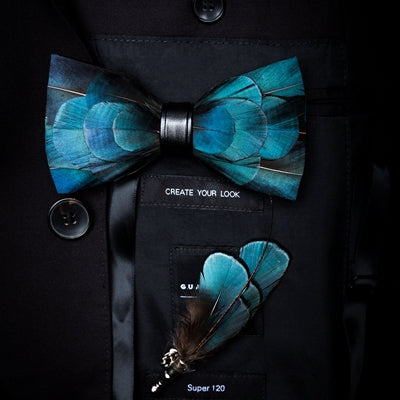 Men's Wedding High-End Feather Bow Tie Suit