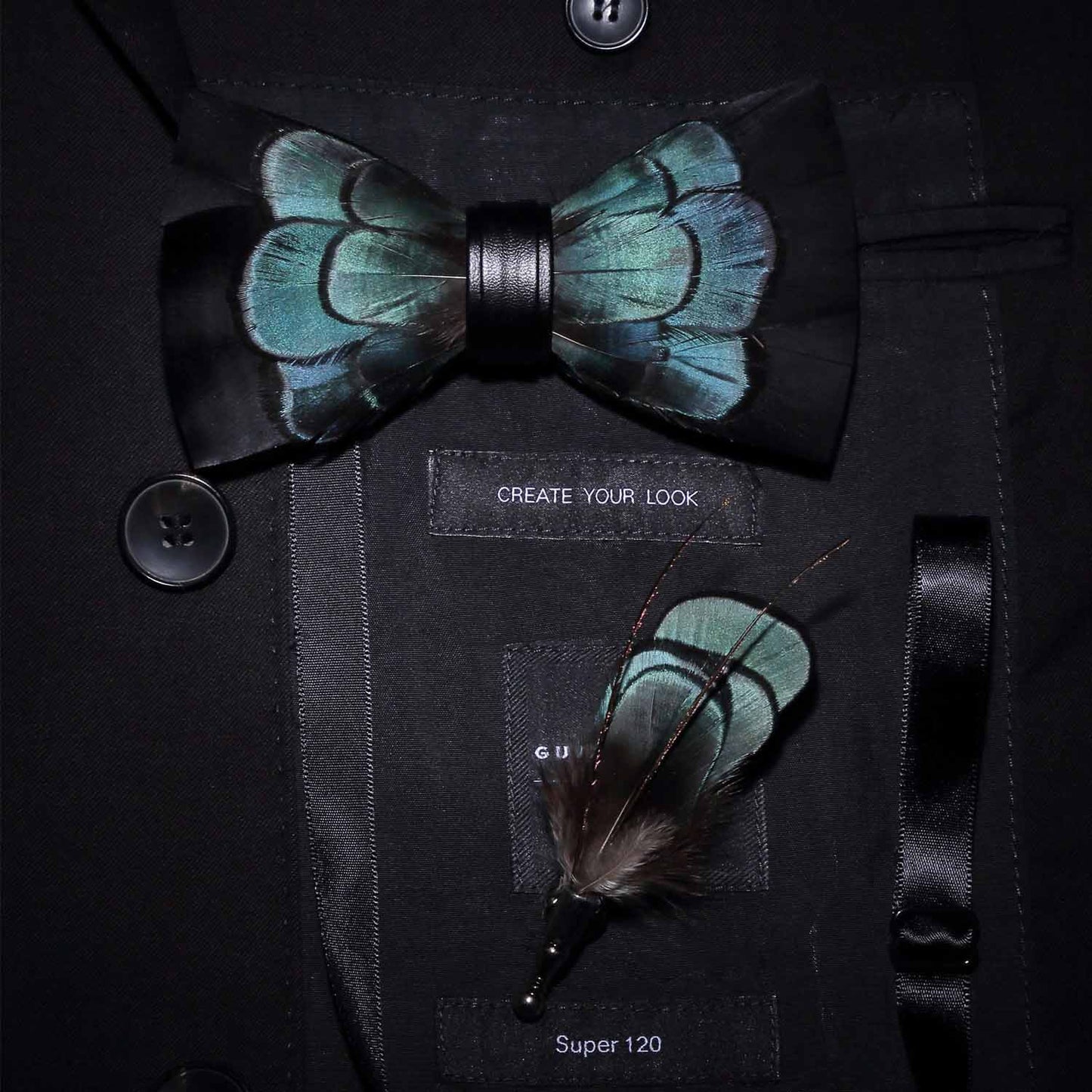 Men's Wedding High-End Feather Bow Tie Suit