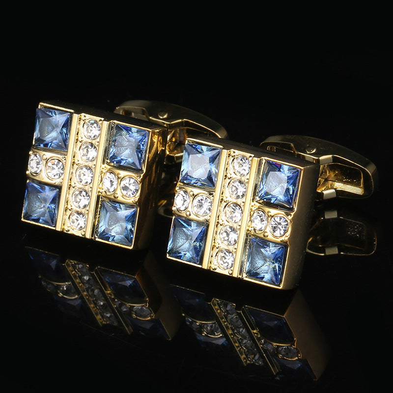 Business French Blue Crystal Shirt Cufflinks