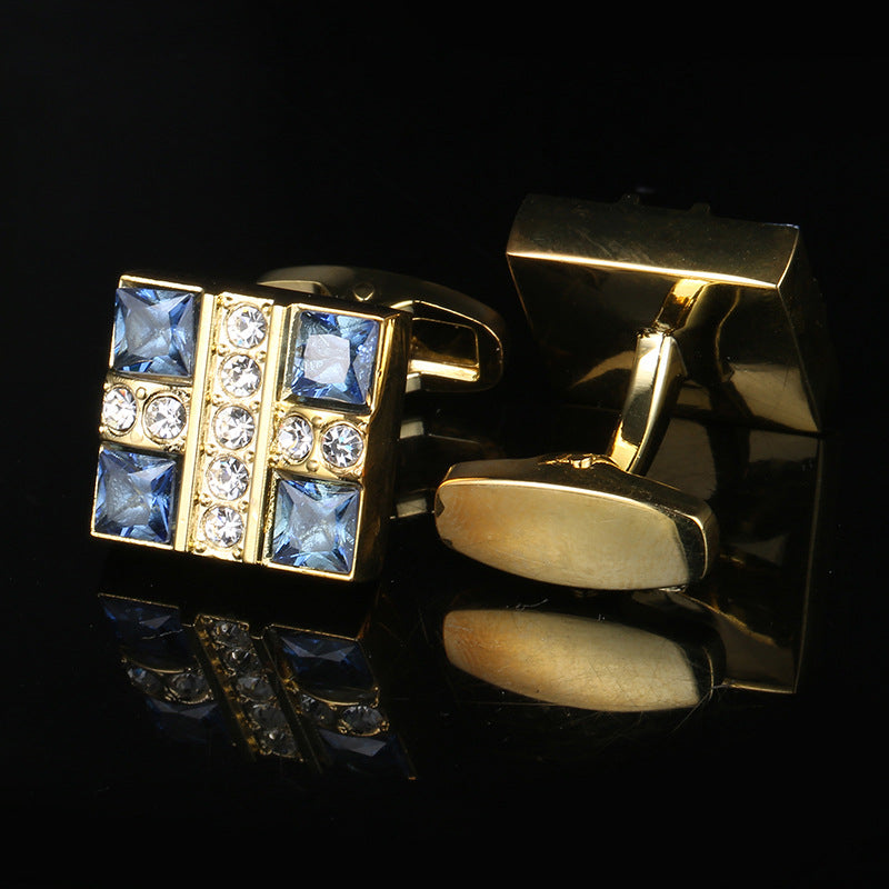 Business French Blue Crystal Shirt Cufflinks