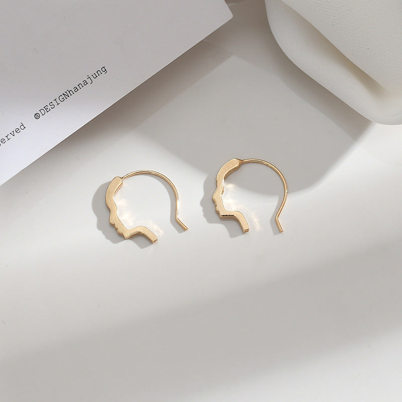 Simple Face Contour Niche Design Earrings