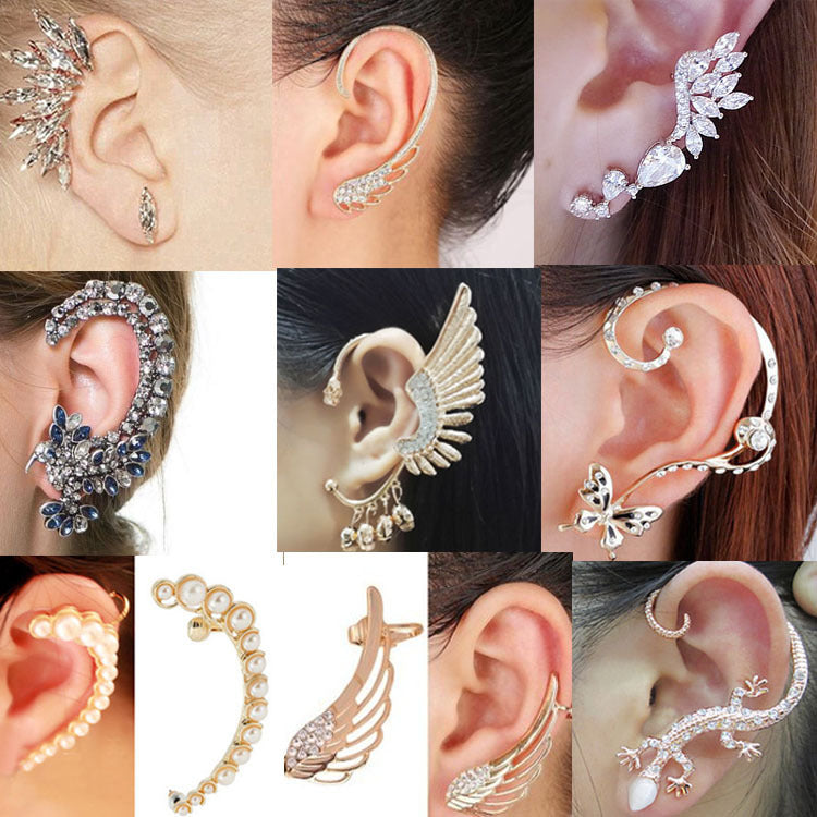 Little Bird Crescent Moon Pearl Lizard Ear Clip Ear Hook