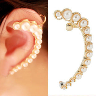 Little Bird Crescent Moon Pearl Lizard Ear Clip Ear Hook