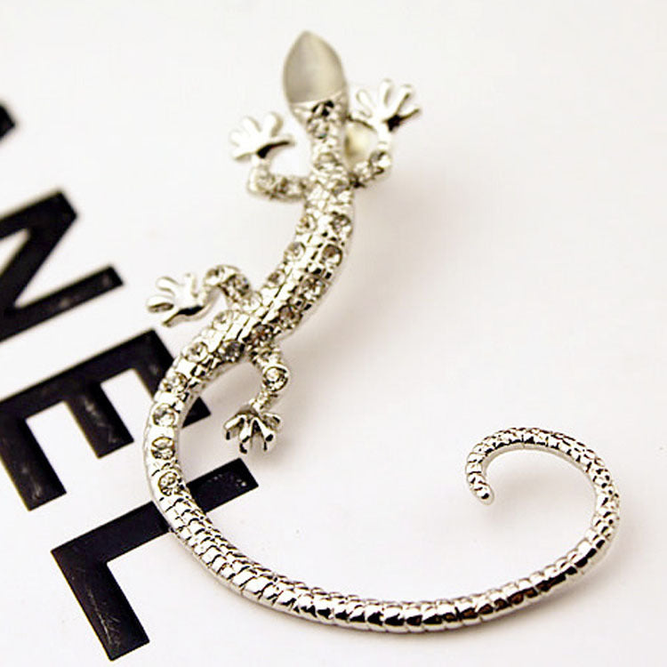 Little Bird Crescent Moon Pearl Lizard Ear Clip Ear Hook