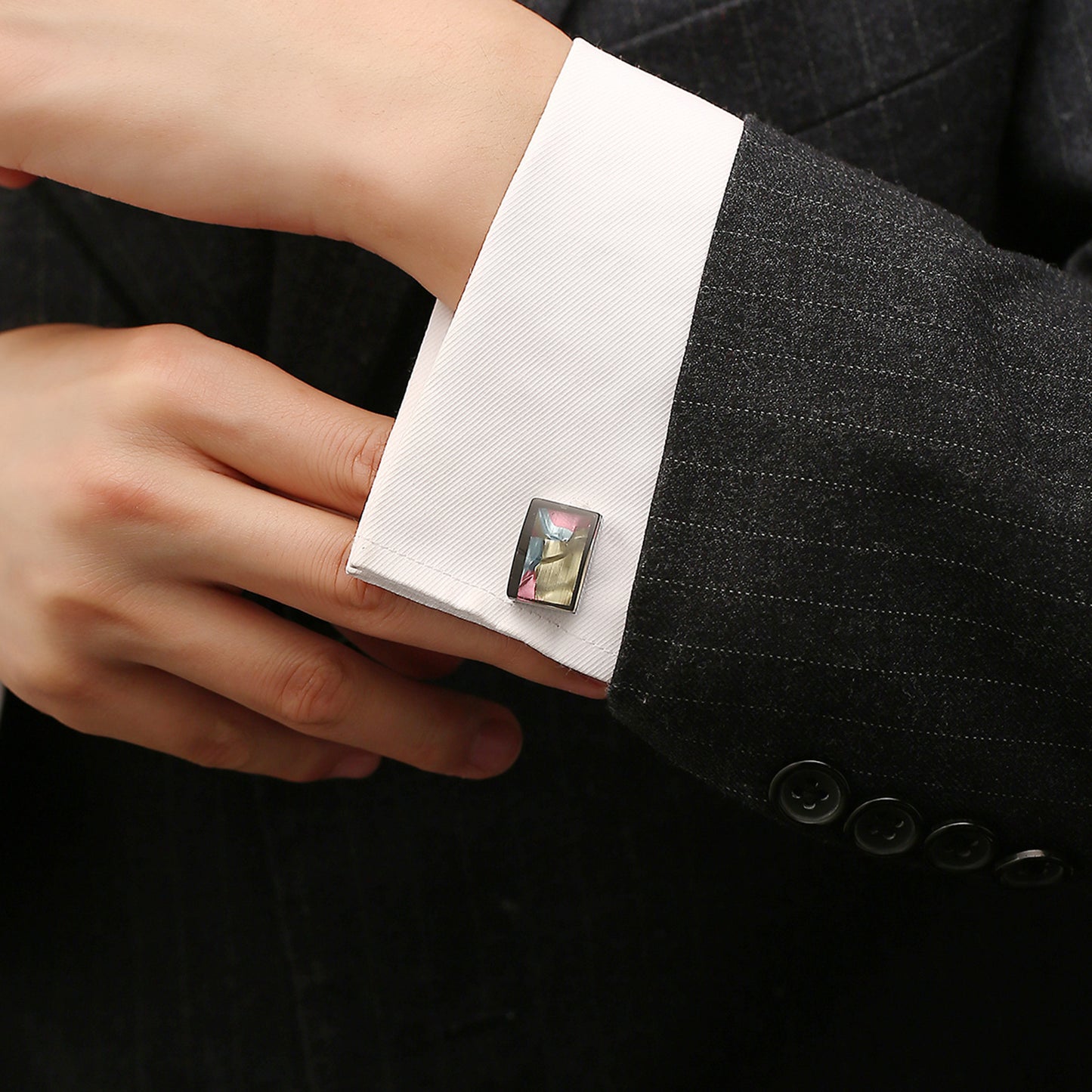 Factory Custom New Square Color Sand Cufflinks