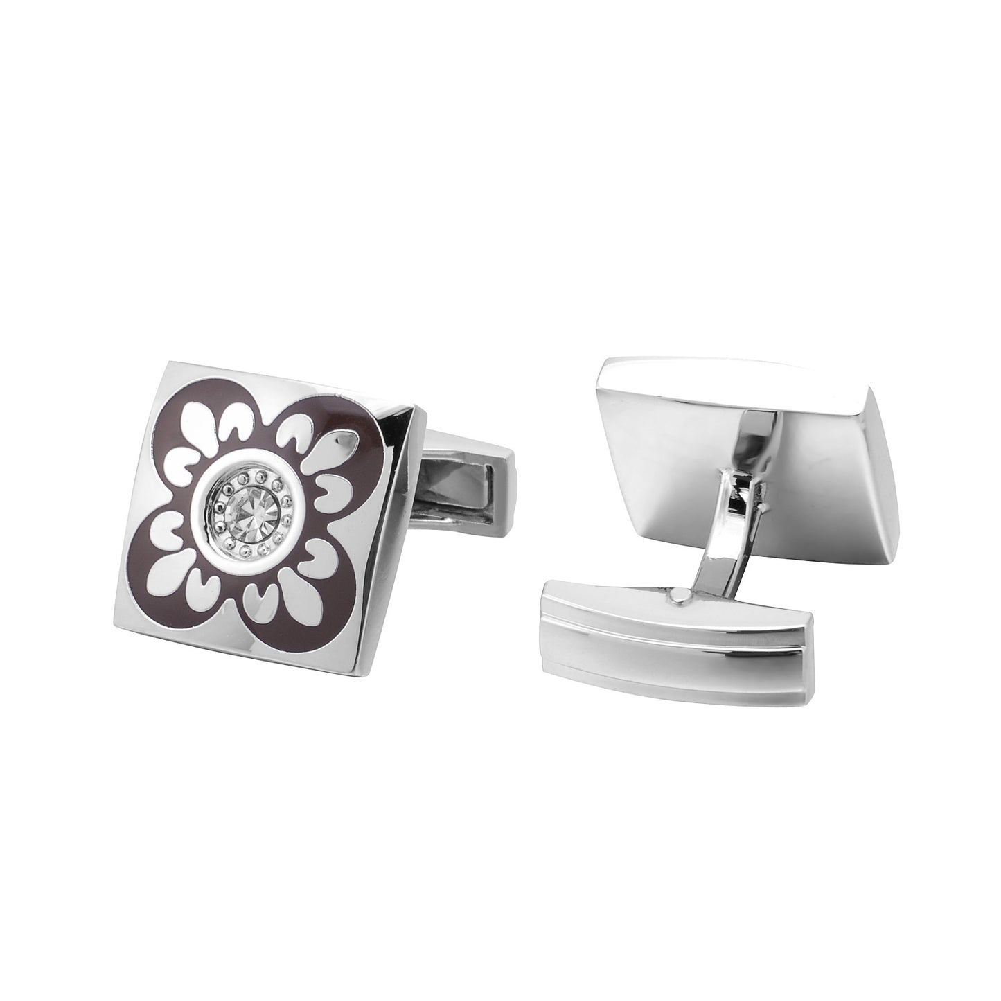 Square Roman Pattern Diamond Cufflinks Cufflinks